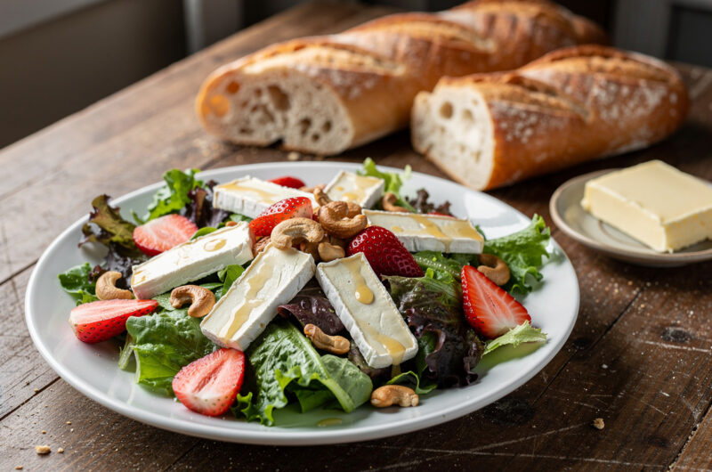 Salade met aardbeien en brie