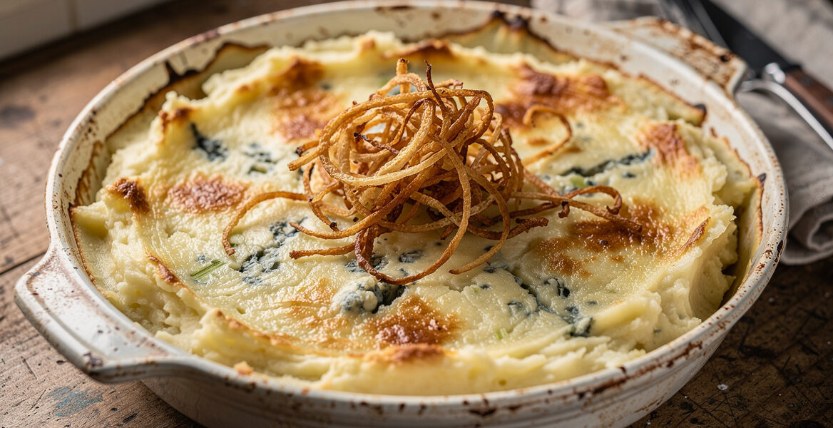 Selderijstamppot met gorgonzola