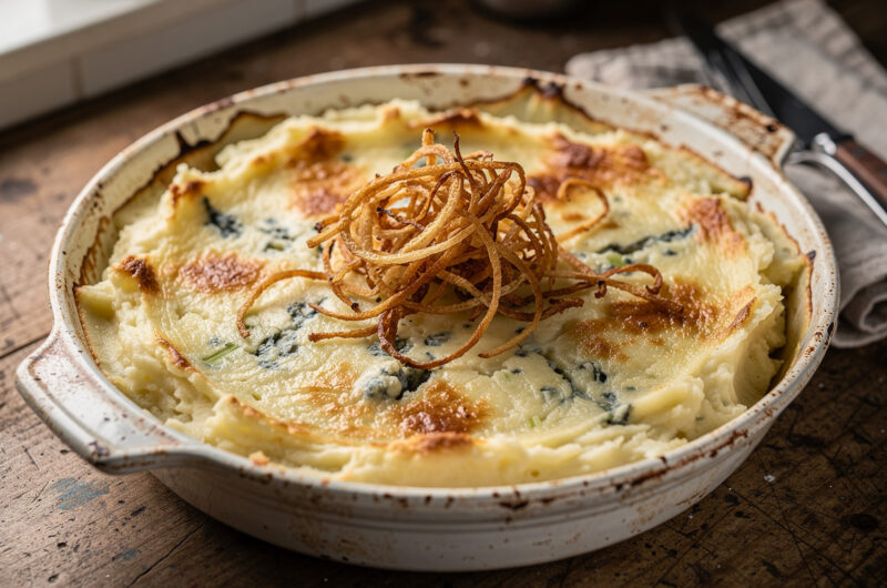 Selderijstamppot met gorgonzola