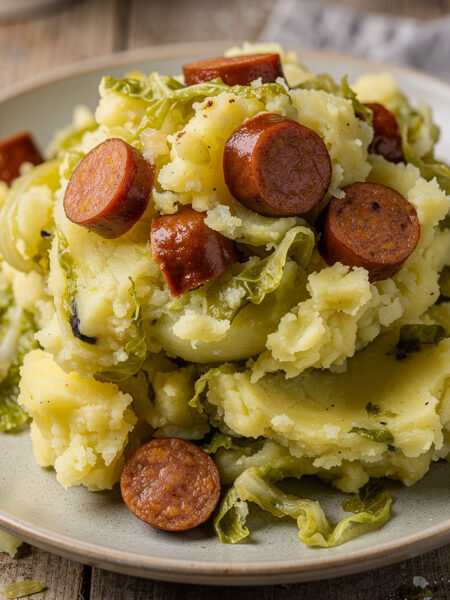 Spitskoolstamppot met chorizo en rookworst