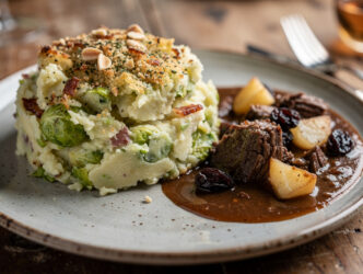 Spruitjesstamppot met appelhachee