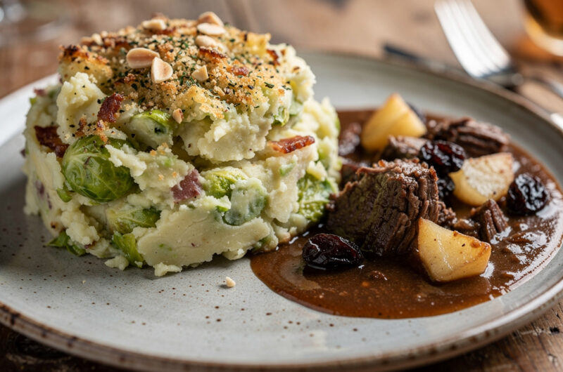 Spruitjesstamppot met appelhachee