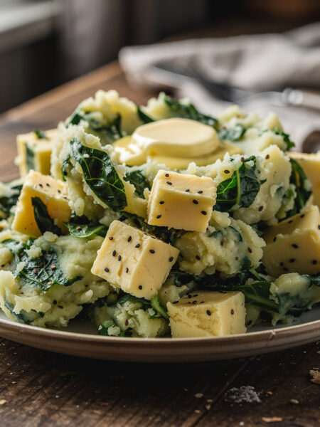Stamppot groene kool met komijnekaas