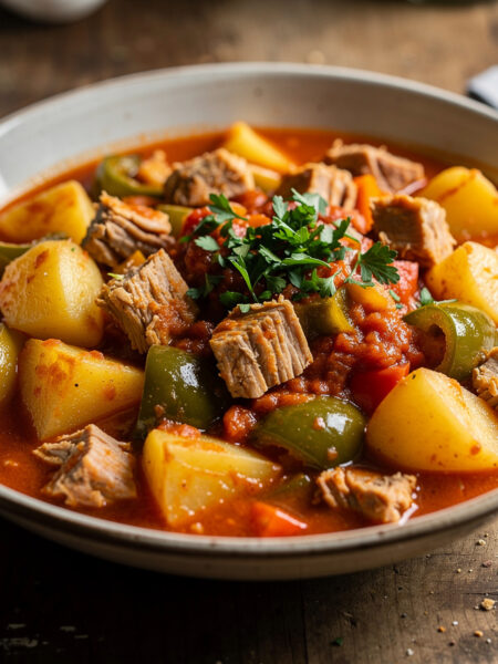 Stoofschotel met tonijn en paprika
