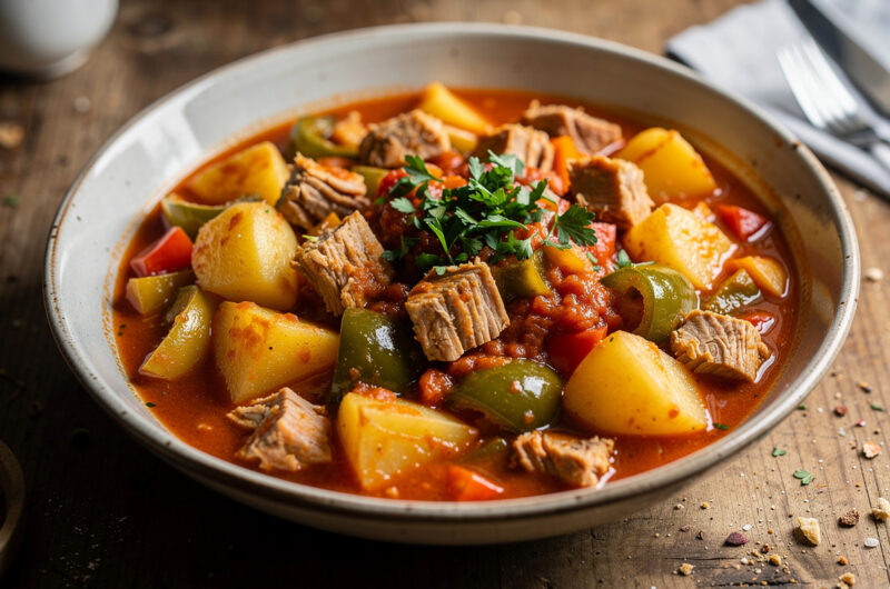 Stoofschotel met tonijn en paprika