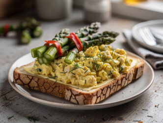 Tijgerbrood met eiersalade en groene asperges