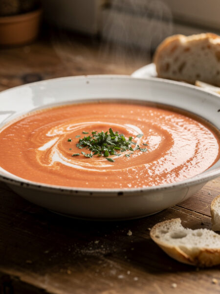 Tomatenroomsoep van verse tomaten