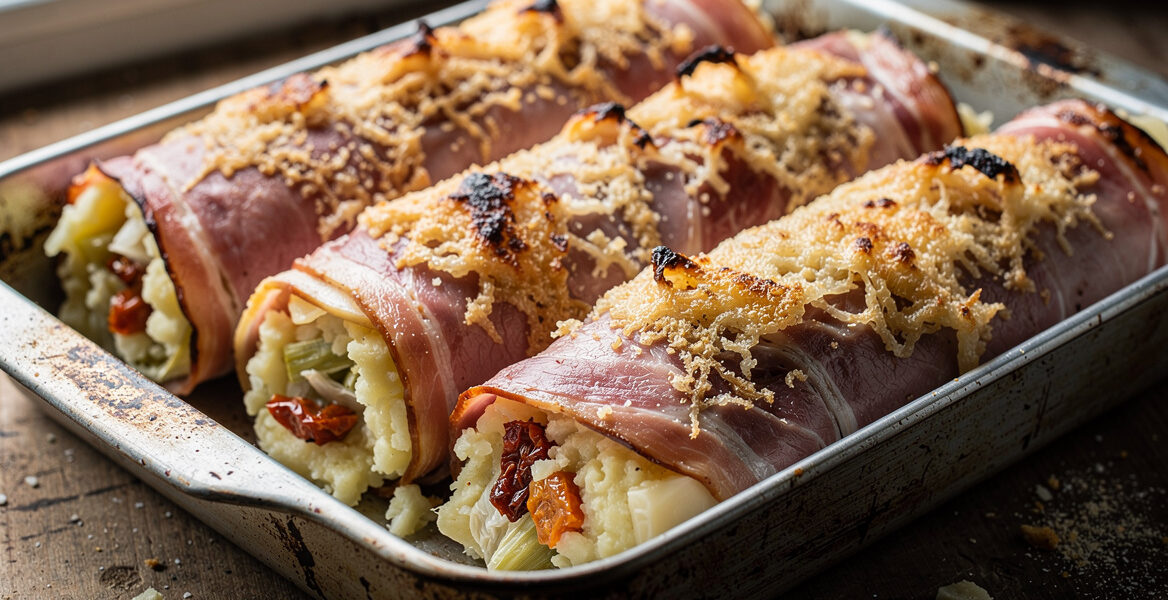 Witlofstamppot in hamrolletjes
