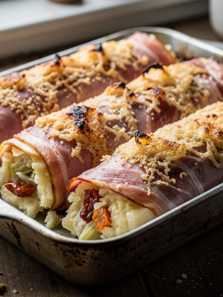 Witlofstamppot in hamrolletjes
