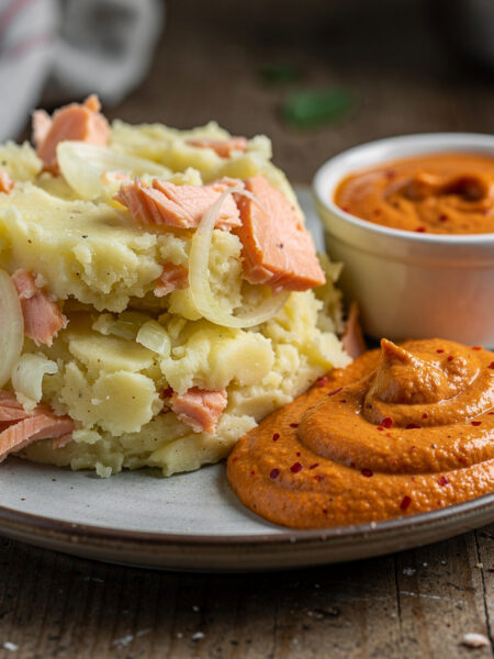 Zalm-venkelstamppot met rouille