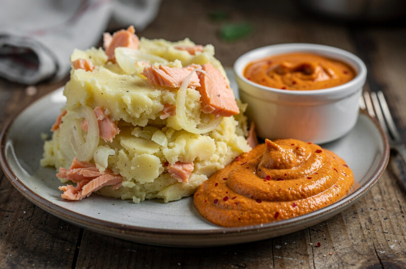 Zalm-venkelstamppot met rouille