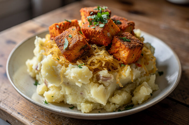 Zuurkoolstamppot met viscurry