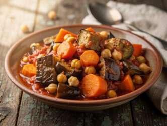 Auberginestoofpot met kikkererwten