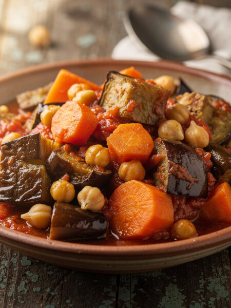 Auberginestoofpot met kikkererwten