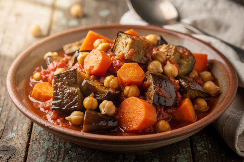 Auberginestoofpot met kikkererwten