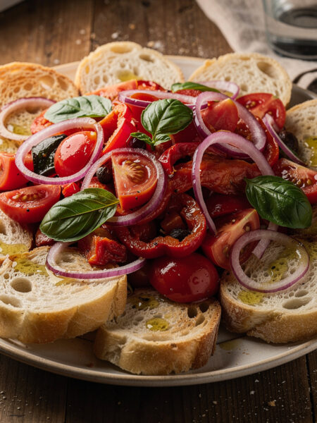 Broodsalade met tomaat en basilicum