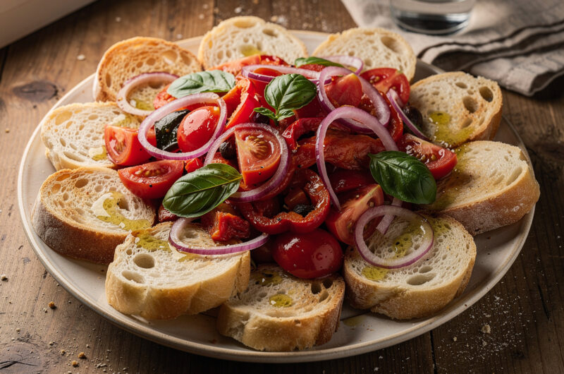 Broodsalade met tomaat en basilicum