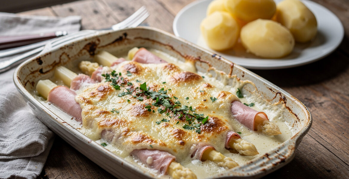 Gegratineerde aspergerolletjes