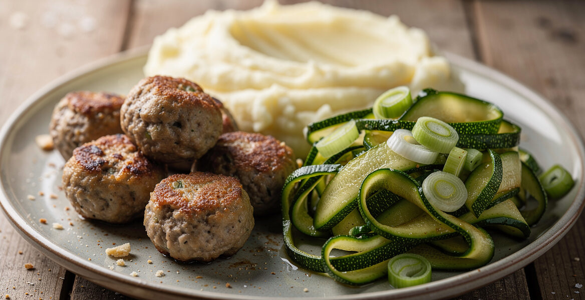 Gehaktballetjes met roergebakken courgette