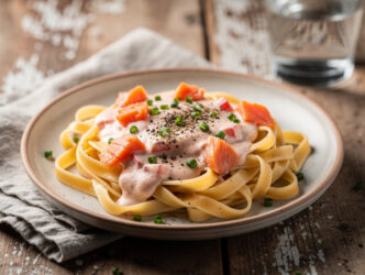 Gerookte zalm met pasta