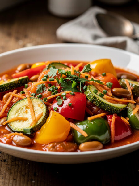 Groentenschotel met tomatensaus