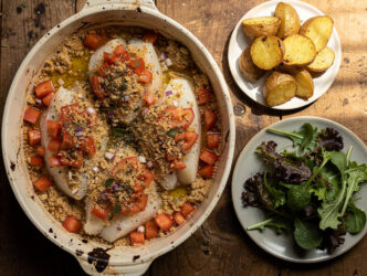 Kabeljauw met tomaat uit de oven
