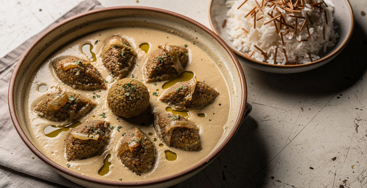 Kibbeh arnabieh met tahin en sinaasappel