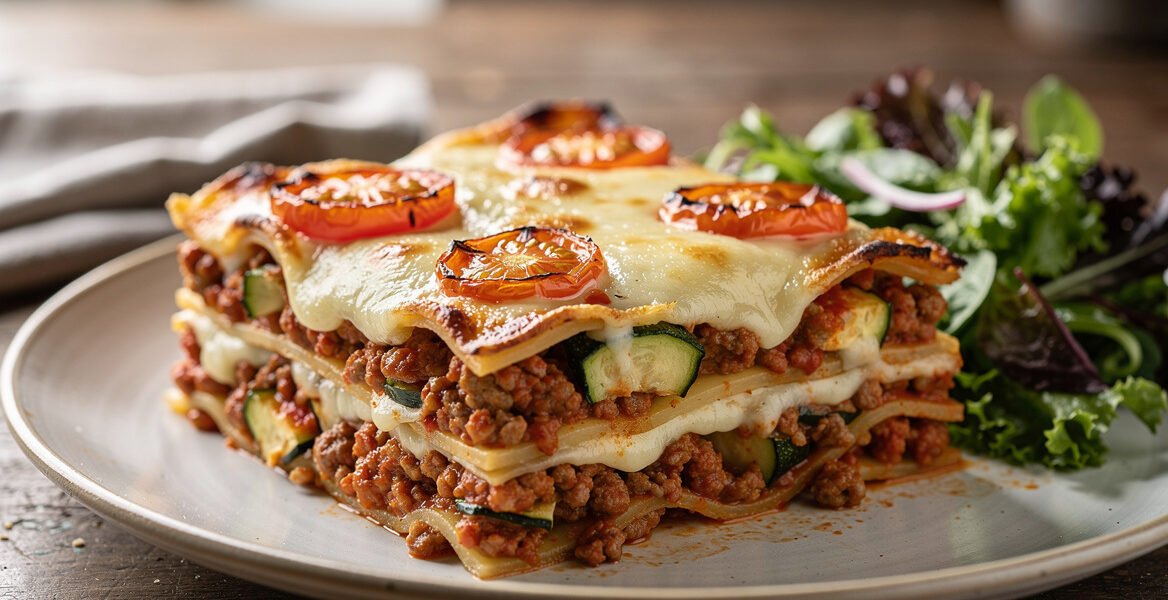 Lasagne met courgette en mozzarella