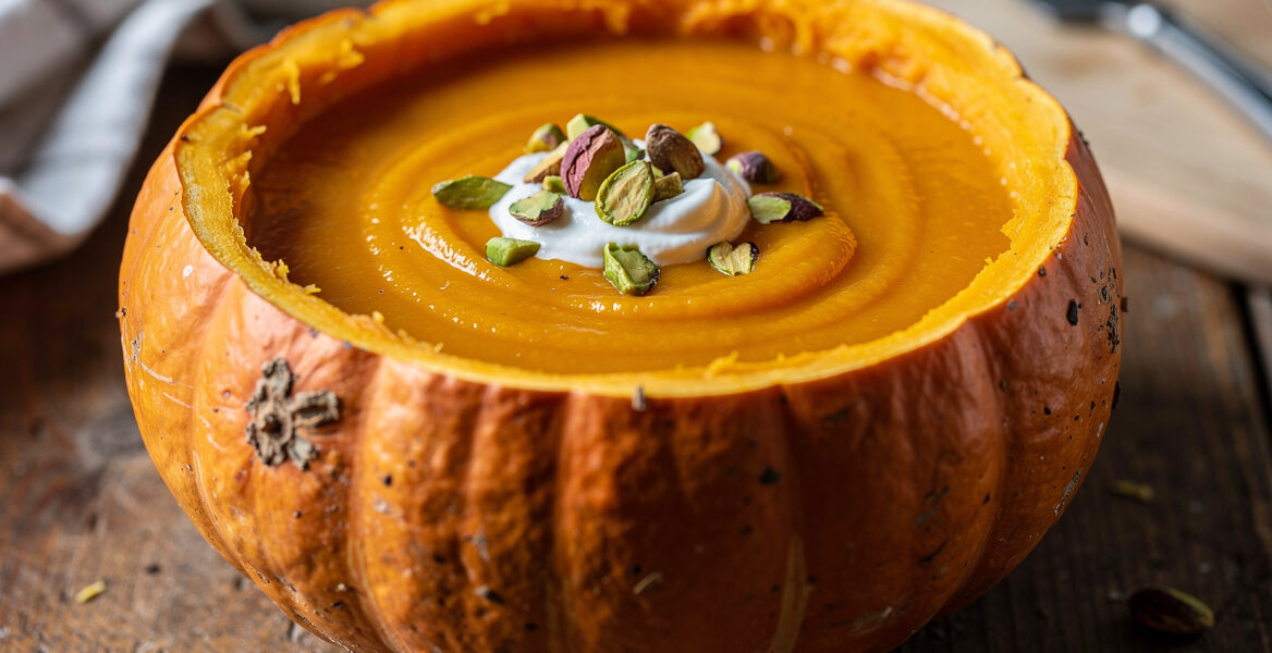 Pompoensoep met pistachenoten