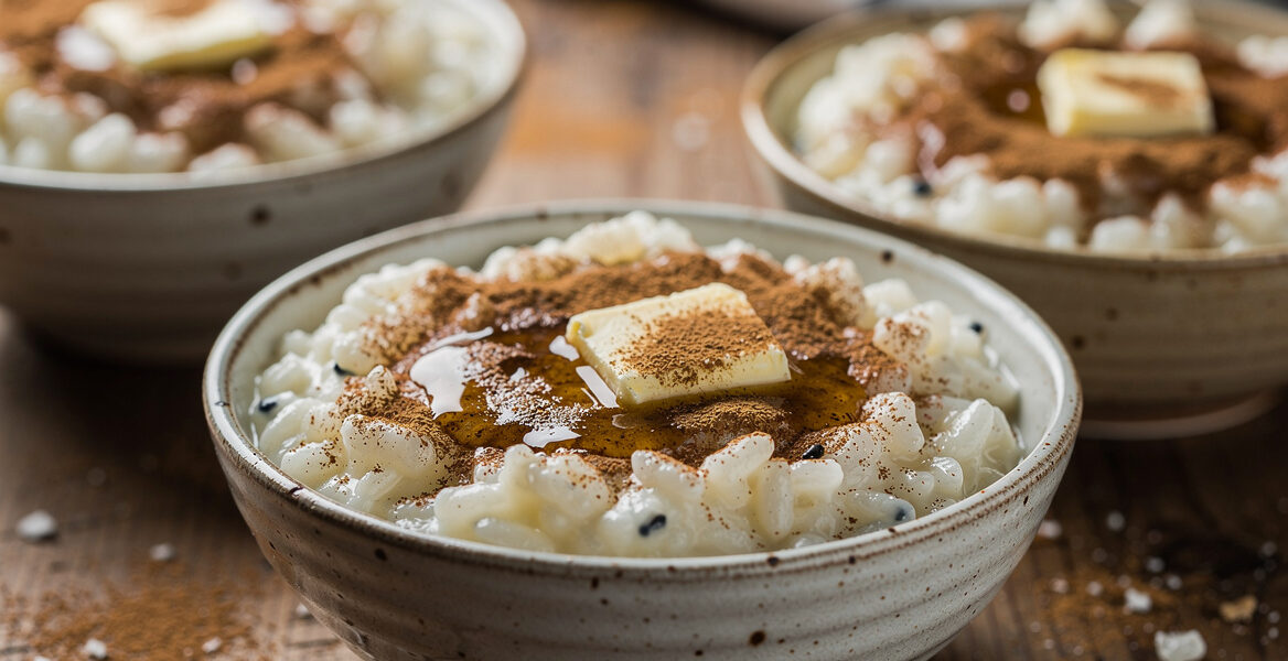 Rijstebrij met bruine suiker