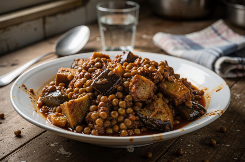 Rummaniyeh met linzen en aubergine