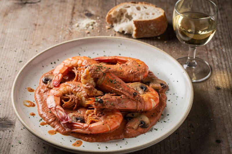 Scampi met pestosaus