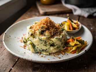 Vegetarische andijviestamppot met een Indonesisch tintje