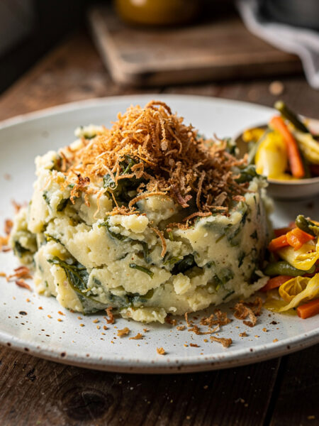 Vegetarische andijviestamppot met een Indonesisch tintje