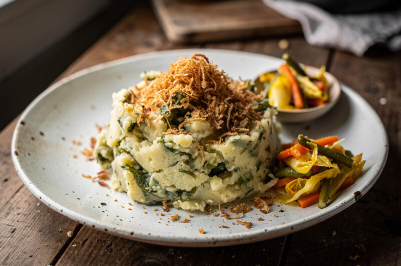 Vegetarische andijviestamppot met een Indonesisch tintje