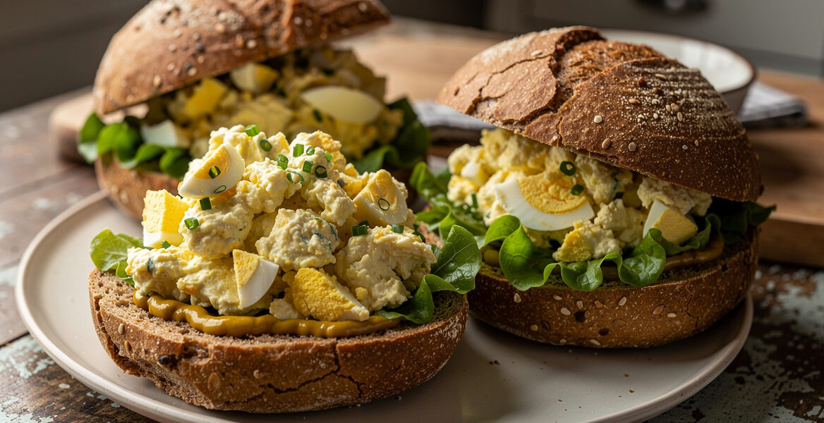 Volkorenbroodjes met eiersalade