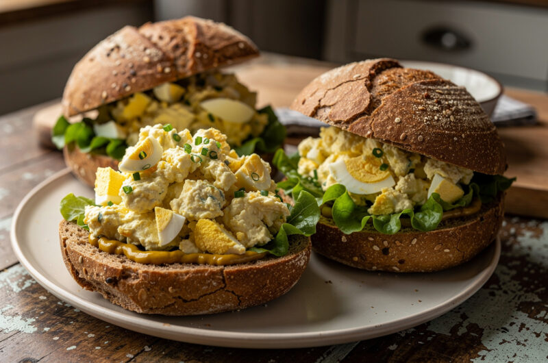 Volkorenbroodjes met eiersalade