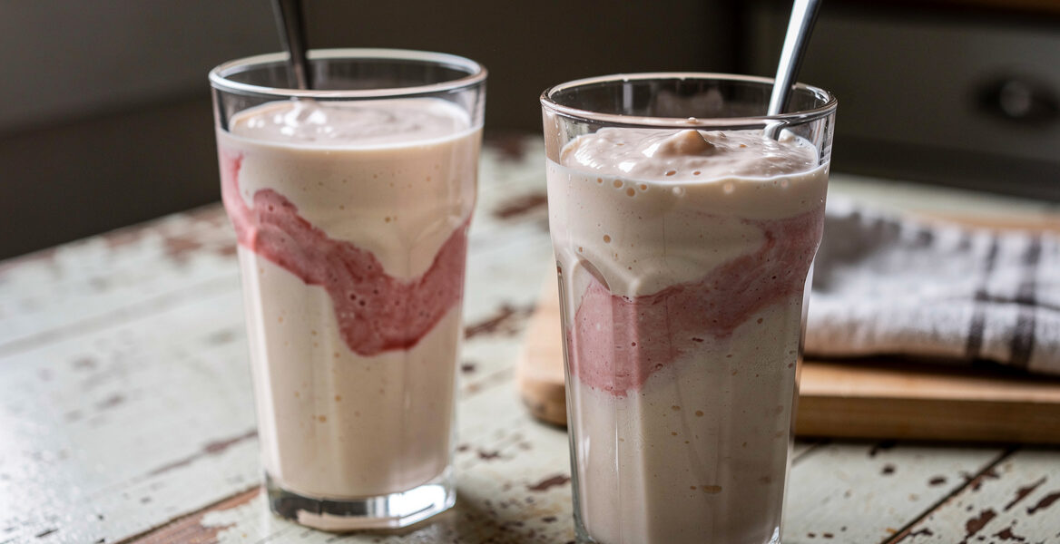 Yoghurtshake met peer en banaan