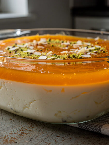 Balouza melkpudding met sinaasappelgelei