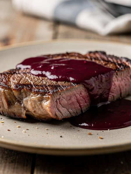 Biefstuk met cranberry-portsaus