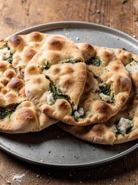 Brood met verse wilde za'atar en majdoleh-kaas