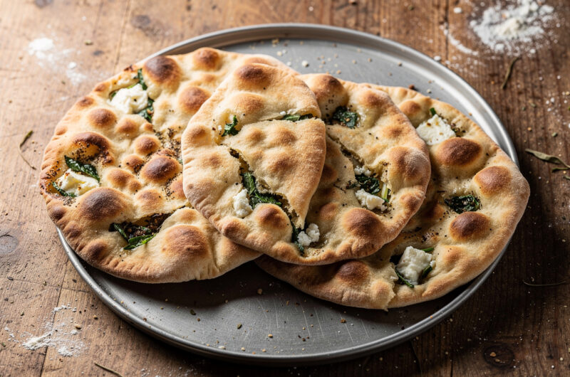 Brood met verse wilde za'atar en majdoleh-kaas
