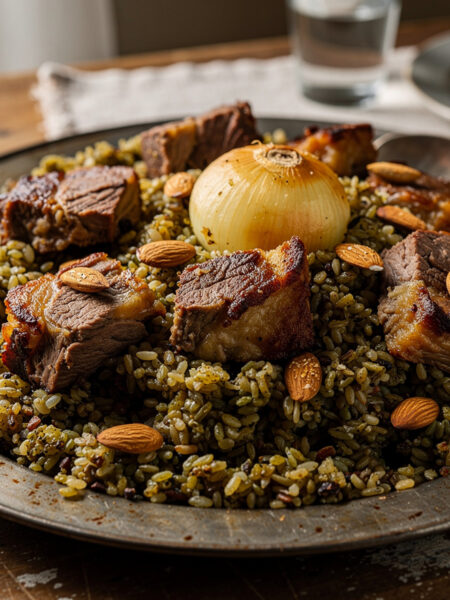 Freekeh met lamsvlees en amandelen