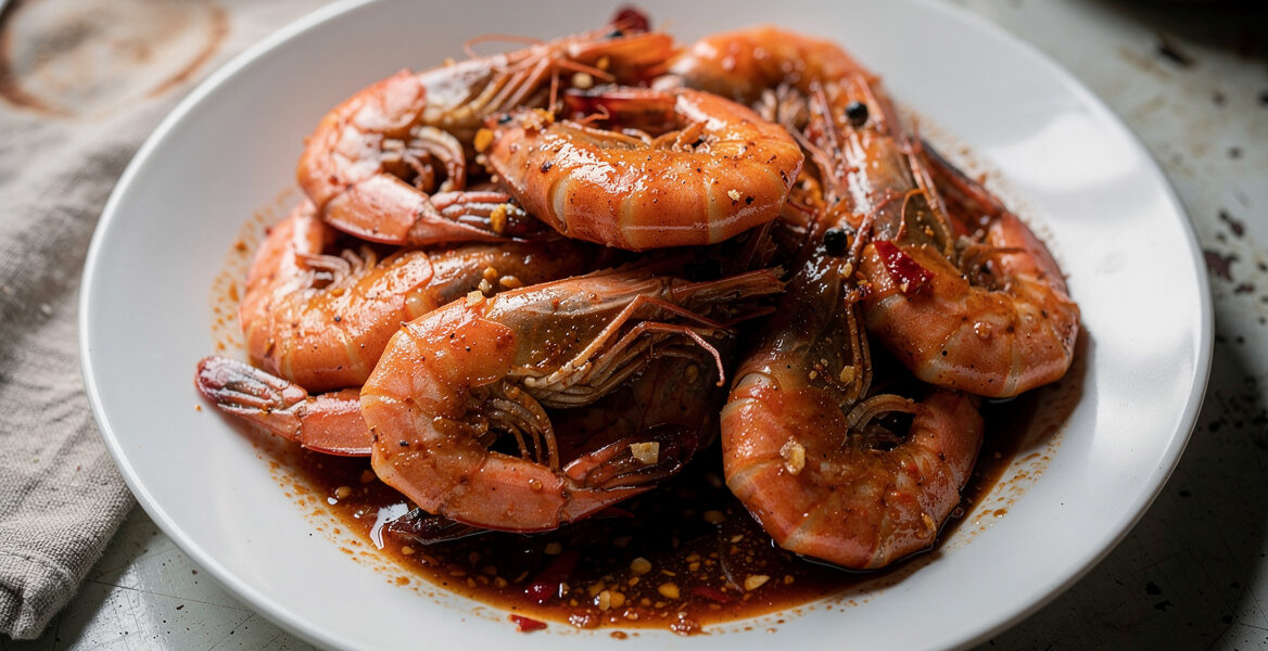 Gamba's in pikante saus