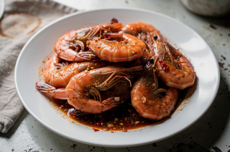 Gamba's in pikante saus