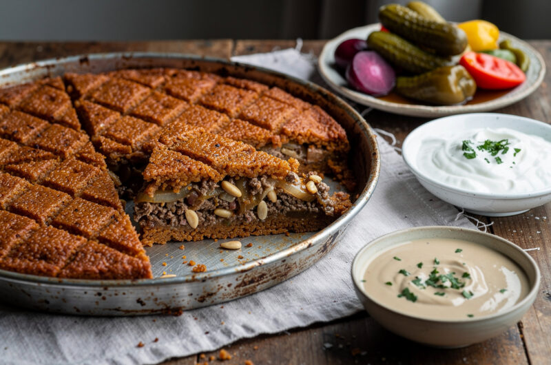 Kibbeh bil saniyeh met tahin-peterseliesaus