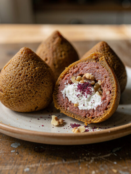 Kibbeh gevuld met labneh en walnoot