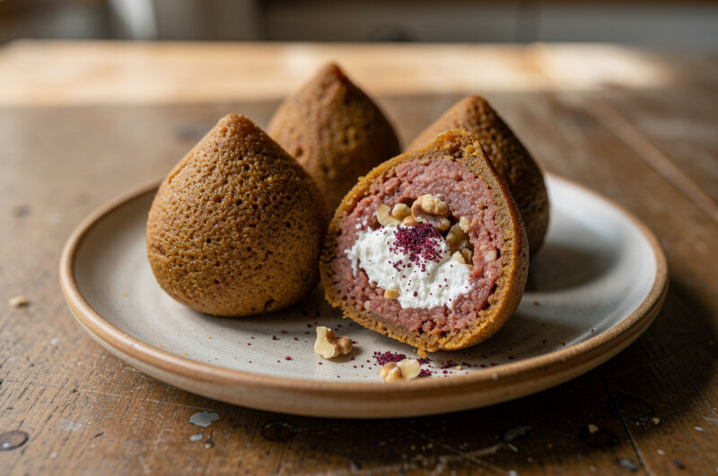 Kibbeh gevuld met labneh en walnoot