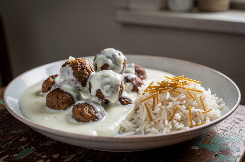 Laban ummo gehaktballetjes in yoghurt