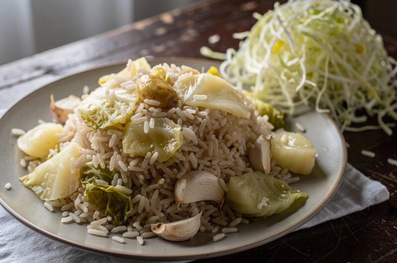 Maqmoura witte kool met rijst en knoflook